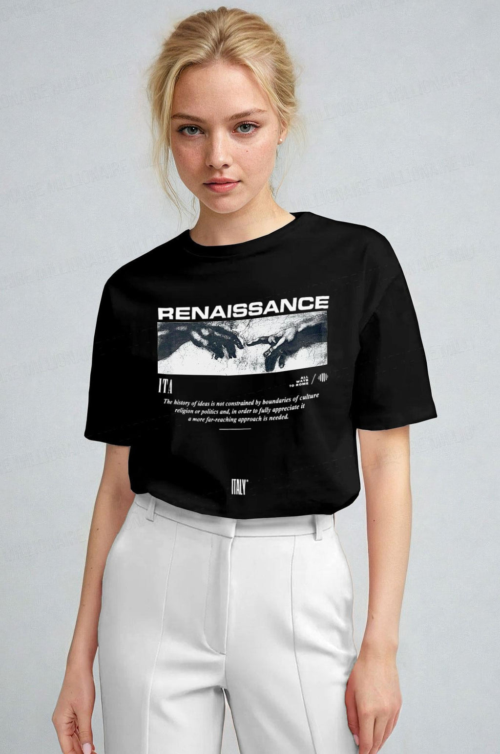 Kadın Siyah Renaissance Regular Fit Normal Kalıp T-shirt