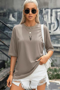 Kadın Taş Camel Geyik Oversize Salas Boyfriend T-shirt