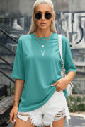Kadın Turkuaz Geyik Oversize Salas Boyfriend T-shirt