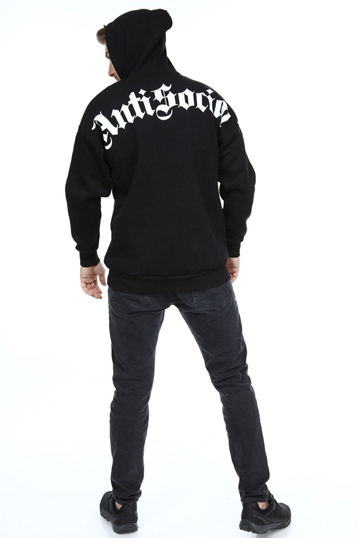 Millionaire Erkek Siyah Oversize Stay Antisocial Baskılı Sweatshirt