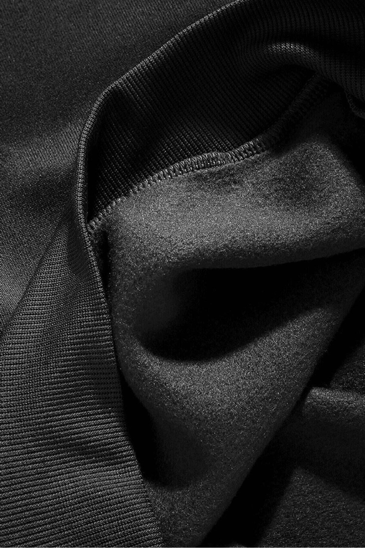 Unisex Siyah Basic 0 Sıfır Yaka Baskısız Düz Oversize Salaş Bol Kesim Polar Sweatshirt