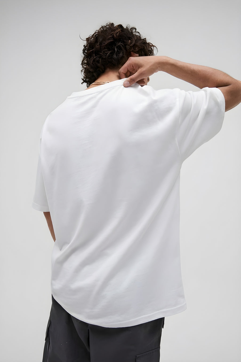 Erkek Spectacular Beyaz Bisiklet Yaka Oversize Salas T-Shirt