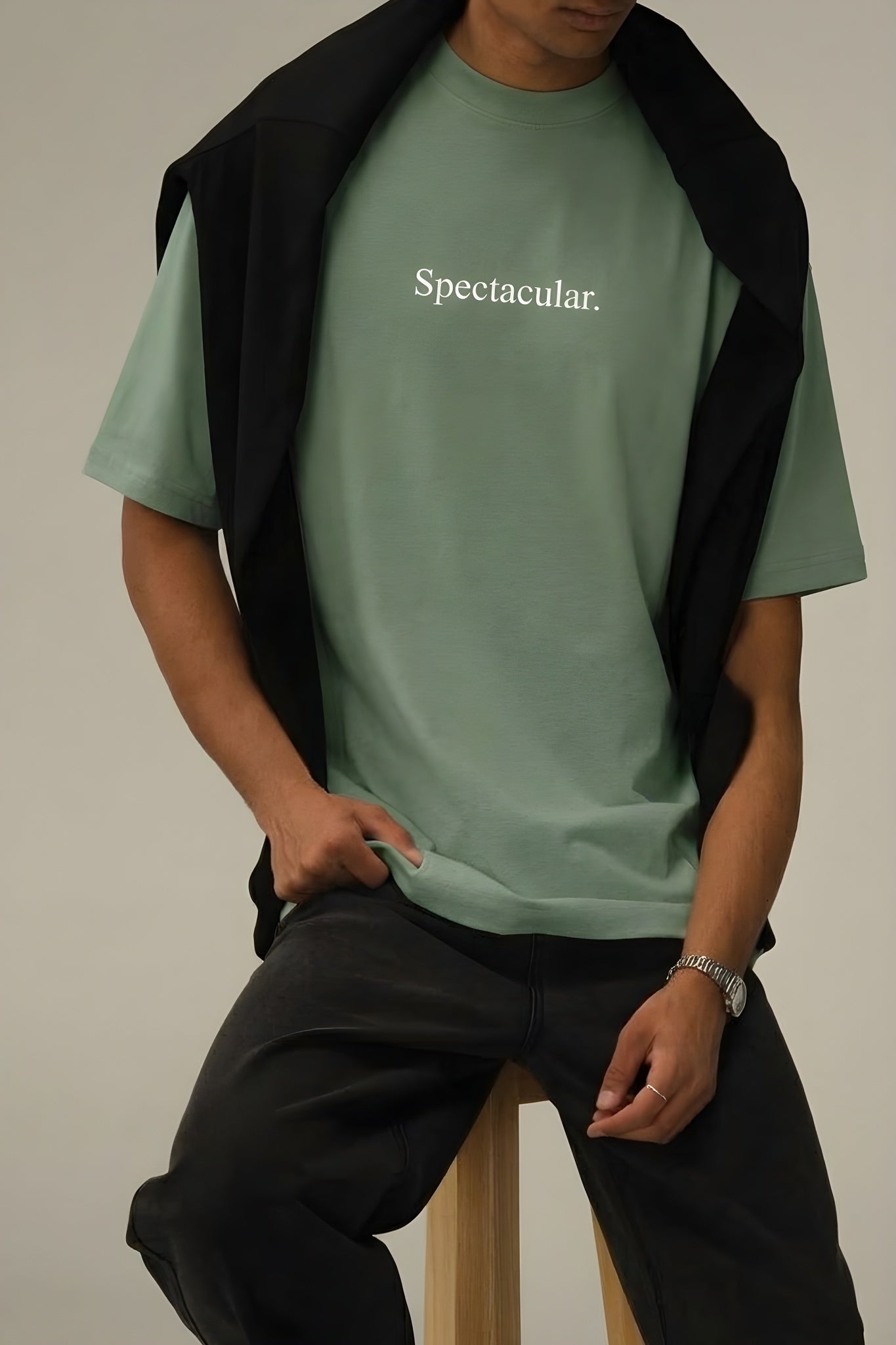 Erkek Spectacular Açık Yeşil Oversize Salas Boyfriend T-Shirt