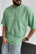 Erkek Dreamer Açık Yeşil Baskılı Oversize Salas Boyfriend T-Shirt