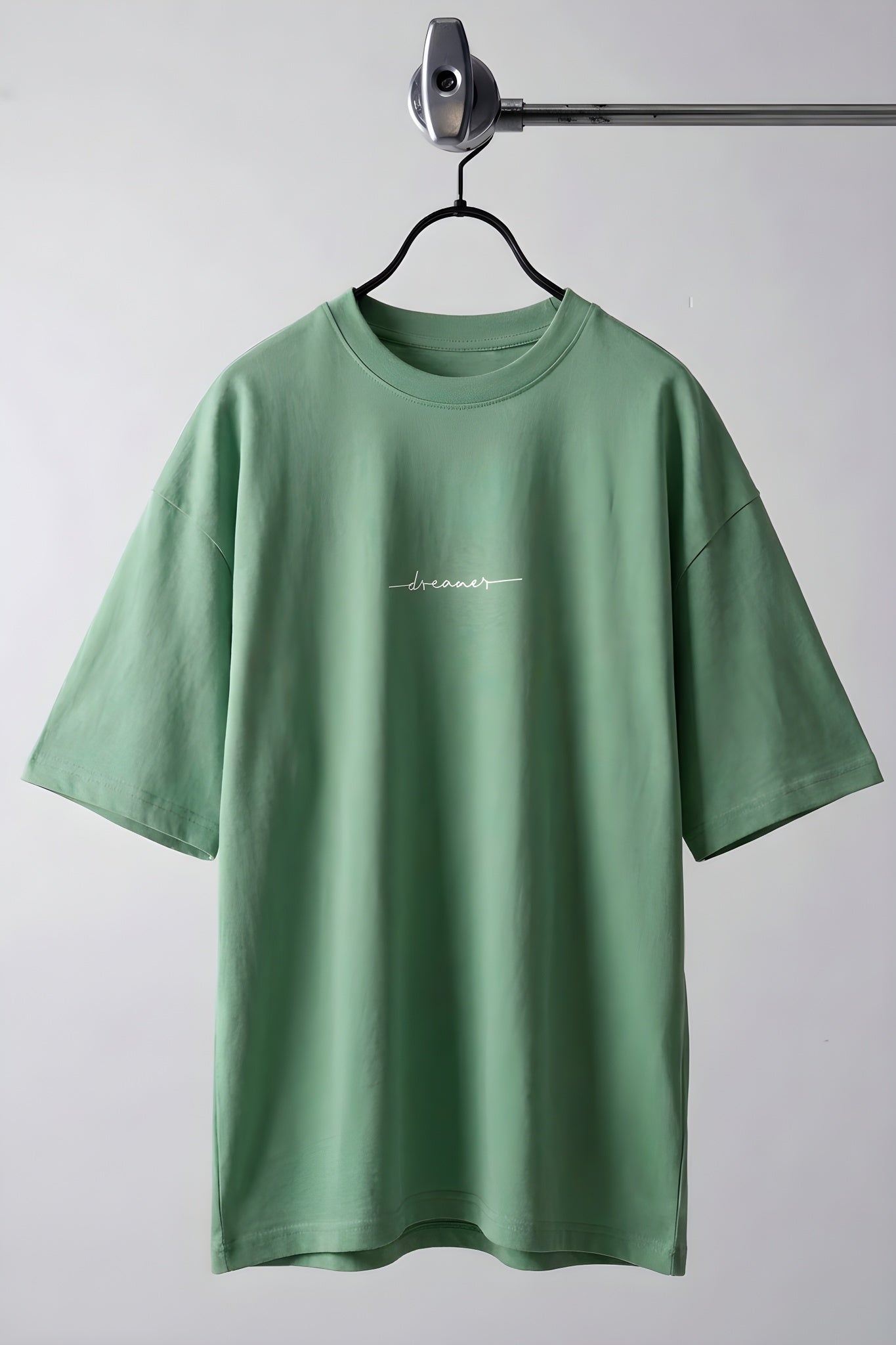 Erkek Dreamer Açık Yeşil Baskılı Oversize Salas Boyfriend T-Shirt