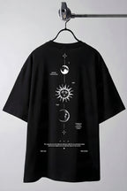 Kadın The Moon Siyah Bisiklet Yaka Oversize Salas T-Shirt