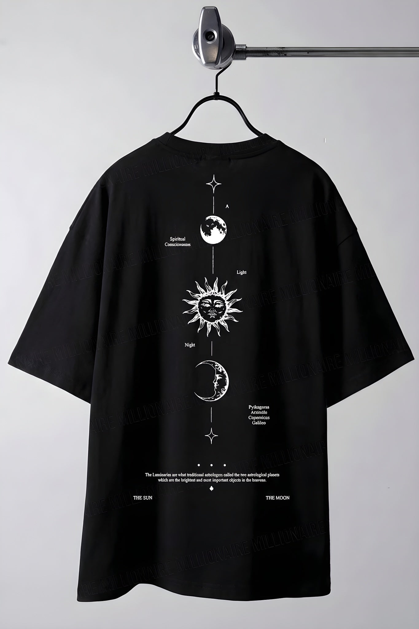 Kadın The Moon Siyah Bisiklet Yaka Oversize Salas T-Shirt